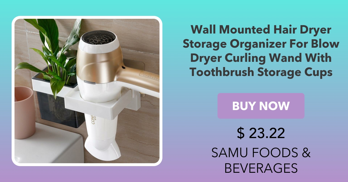 Wall Mounted Hair Dryer Storage Organizer For Blow Dryer Curling